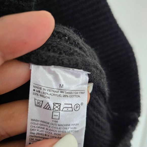 Banana Republic Sweater Women's Medium Black Knit Long Sleeve Collared Gorpcore - Picture 5 of 8